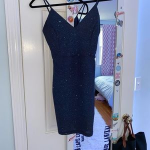NAVY SPARKLE BODY CON DRESS